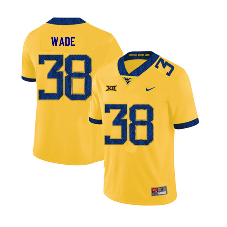 NCAA Men's Devan Wade West Virginia Mountaineers Yellow #38 Nike Stitched Football College 2019 Authentic Jersey OI23L76OA